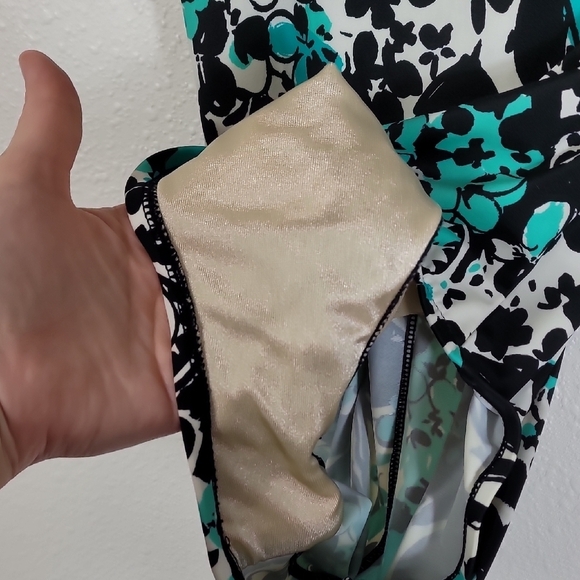 Vintage Maxine Of Hollywood One Piece Swimsuit Size 10 Pinup Floral High Cut 90s - Picture 5 of 15